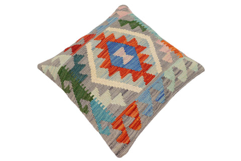 handmade Traditional Pillow Gray Rust Hand-Woven SQUARE 100% WOOL Hand woven turkish pillow2 x 2