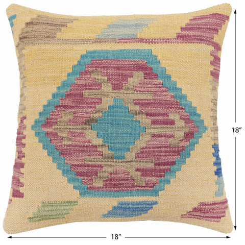 handmade Traditional Pillow Blue Gray Hand-Woven SQUARE 100% WOOL Hand woven turkish pillow2 x 2