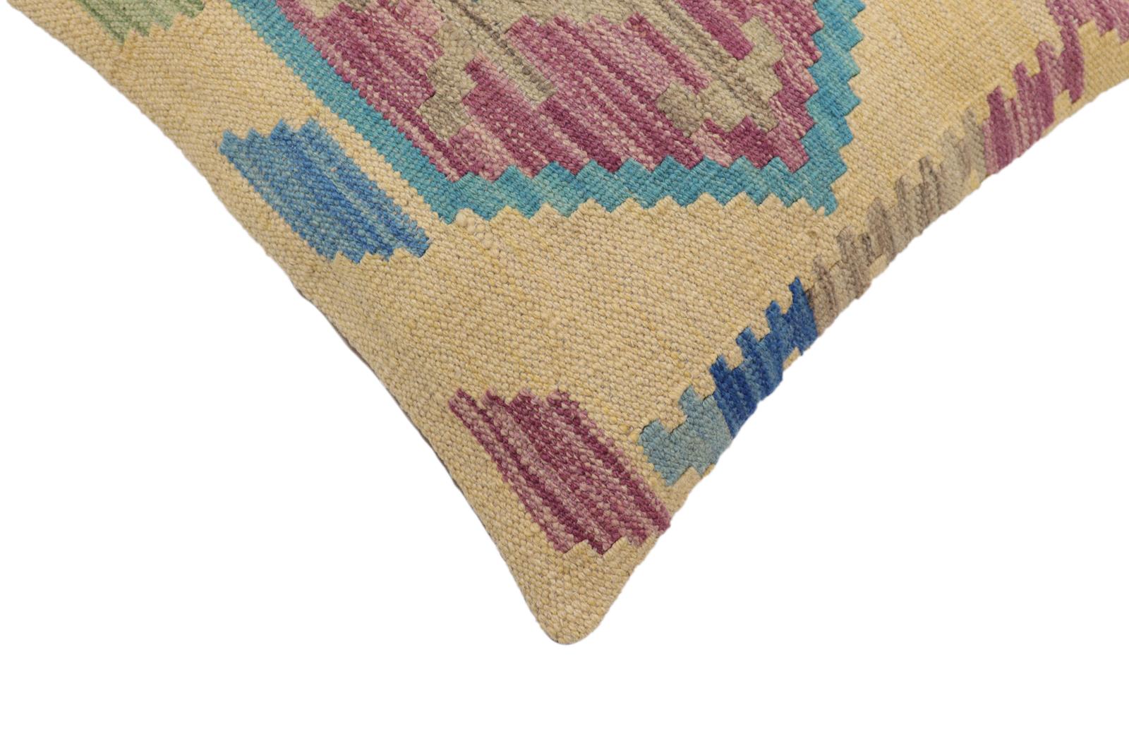 handmade Traditional Pillow Blue Gray Hand-Woven SQUARE 100% WOOL Hand woven turkish pillow2 x 2