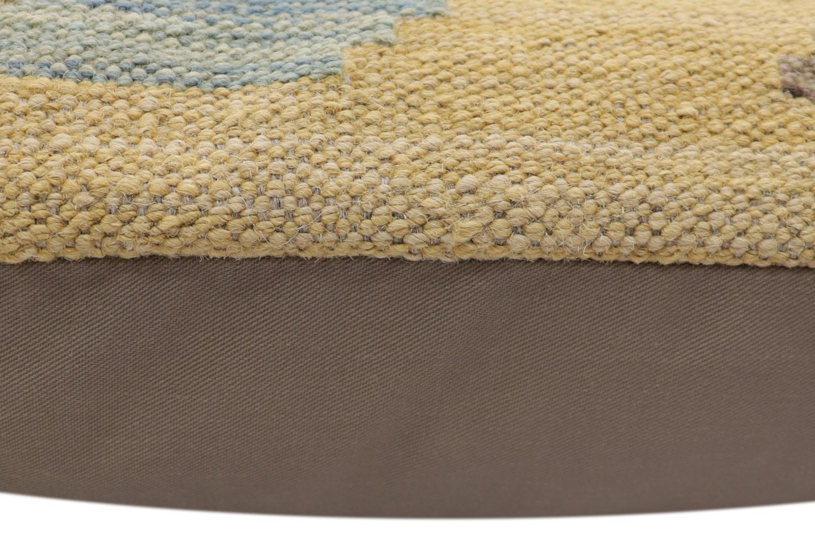 handmade Traditional Pillow Blue Gray Hand-Woven SQUARE 100% WOOL Hand woven turkish pillow2 x 2