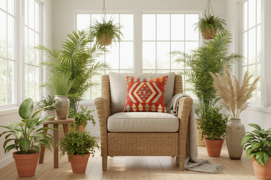 Boho Chic Silva Turkish Hand-Woven Kilim Pillow