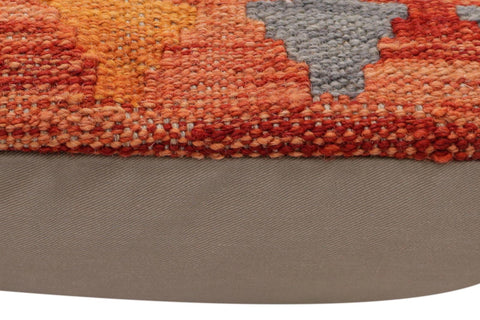 handmade Traditional Pillow Rust Blue Hand-Woven SQUARE 100% WOOL  Hand woven turkish pillow  2 x 2