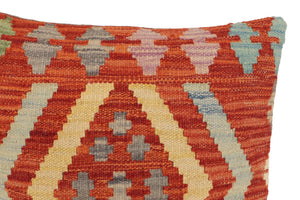 handmade Traditional Pillow Rust Blue Hand-Woven SQUARE 100% WOOL Hand woven turkish pillow2 x 2