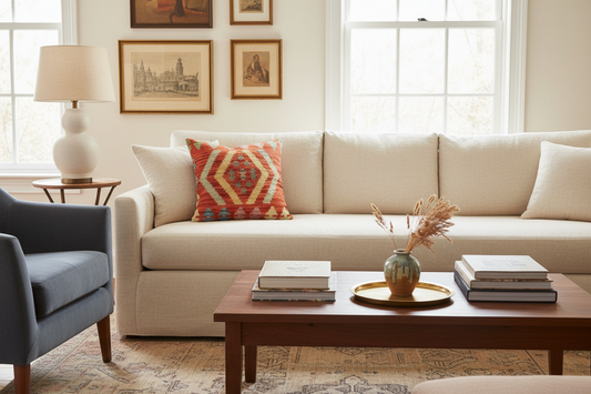 Southwestern Whitehea Turkish Hand-Woven Kilim Pillow