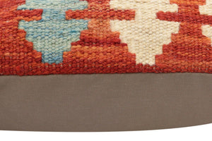 handmade Traditional Pillow Rust Blue Hand-Woven SQUARE 100% WOOL Hand woven turkish pillow2 x 2