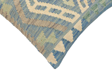 handmade Traditional Pillow Blue Beige Hand-Woven SQUARE 100% WOOL Hand woven turkish pillow2 x 2