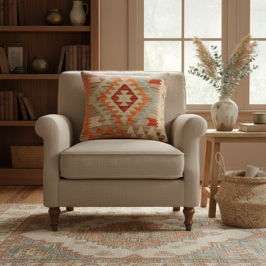 Bohemian Montgome Turkish Hand-Woven Kilim Pillow