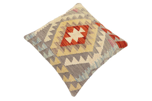 handmade Traditional Pillow Gray Rust Hand-Woven SQUARE 100% WOOL Hand woven turkish pillow2 x 2