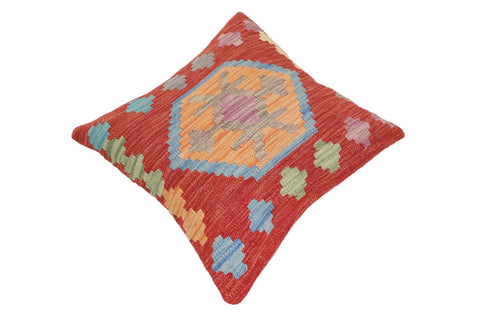 handmade Traditional Pillow Red Blue Hand-Woven SQUARE 100% WOOL Hand woven turkish pillow2 x 2