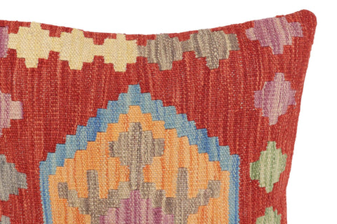 handmade Traditional Pillow Red Blue Hand-Woven SQUARE 100% WOOL Hand woven turkish pillow2 x 2