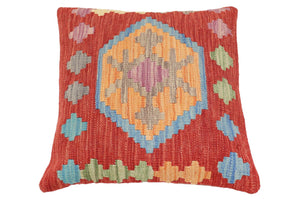 handmade Traditional Pillow Red Blue Hand-Woven SQUARE 100% WOOL Hand woven turkish pillow2 x 2