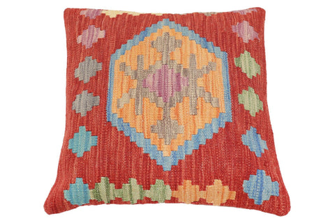 handmade Traditional Pillow Red Blue Hand-Woven SQUARE 100% WOOL Hand woven turkish pillow2 x 2