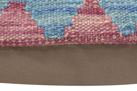 handmade Traditional Pillow Rust Blue Hand-Woven SQUARE 100% WOOL Hand woven turkish pillow2 x 2