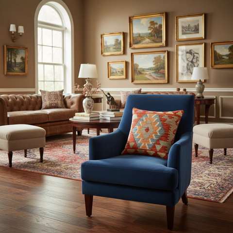 Rustic Schultz Turkish Hand-Woven Kilim Pillow