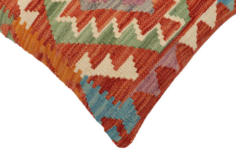 handmade Traditional Pillow Rust Blue Hand-Woven SQUARE 100% WOOL Hand woven turkish pillow2 x 2