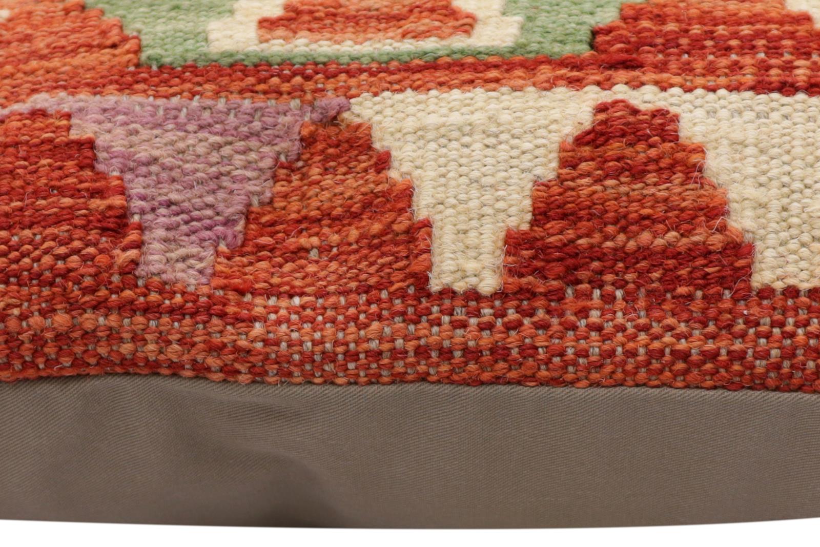 handmade Traditional Pillow Rust Blue Hand-Woven SQUARE 100% WOOL Hand woven turkish pillow2 x 2