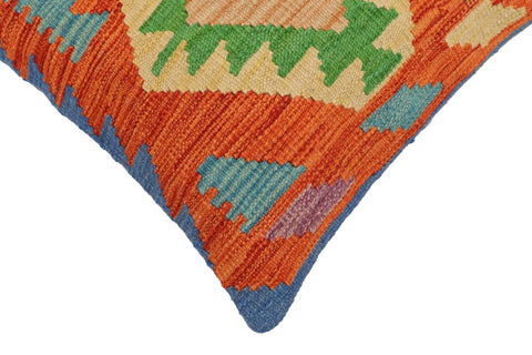 handmade Traditional Pillow Rust Blue Hand-Woven SQUARE 100% WOOL Hand woven turkish pillow2 x 2