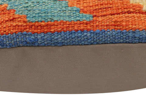 handmade Traditional Pillow Rust Blue Hand-Woven SQUARE 100% WOOL Hand woven turkish pillow2 x 2