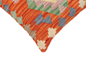 handmade Traditional Pillow Rust Blue Hand-Woven SQUARE 100% WOOL Hand woven turkish pillow2 x 2