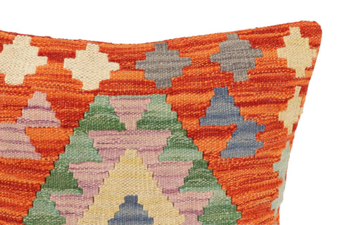 handmade Traditional Pillow Rust Blue Hand-Woven SQUARE 100% WOOL Hand woven turkish pillow2 x 2