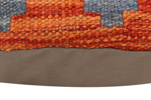 handmade Traditional Pillow Rust Blue Hand-Woven SQUARE 100% WOOL Hand woven turkish pillow2 x 2