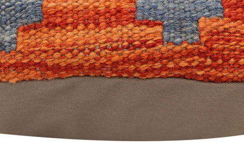 handmade Traditional Pillow Rust Blue Hand-Woven SQUARE 100% WOOL Hand woven turkish pillow2 x 2