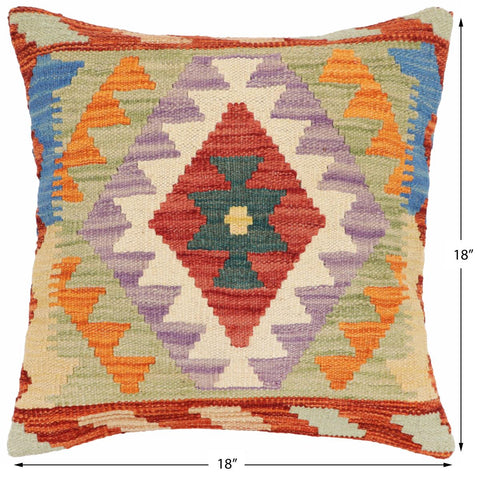 handmade Traditional Pillow Rust Blue Hand-Woven SQUARE 100% WOOL Hand woven turkish pillow2 x 2