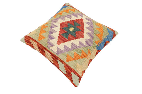 handmade Traditional Pillow Rust Blue Hand-Woven SQUARE 100% WOOL Hand woven turkish pillow2 x 2