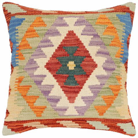 handmade Traditional Pillow Rust Blue Hand-Woven SQUARE 100% WOOL Hand woven turkish pillow2 x 2