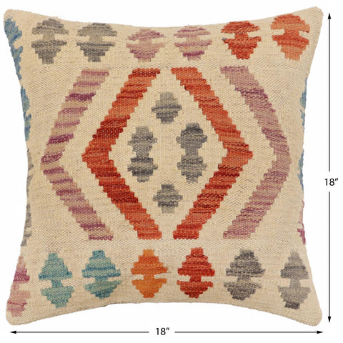 handmade Traditional Pillow Beige Rust Hand-Woven SQUARE 100% WOOL Hand woven turkish pillow2 x 2