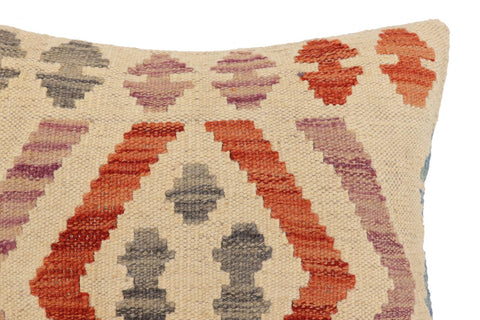 handmade Traditional Pillow Beige Rust Hand-Woven SQUARE 100% WOOL Hand woven turkish pillow2 x 2