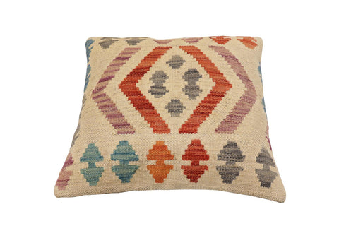 handmade Traditional Pillow Beige Rust Hand-Woven SQUARE 100% WOOL Hand woven turkish pillow2 x 2