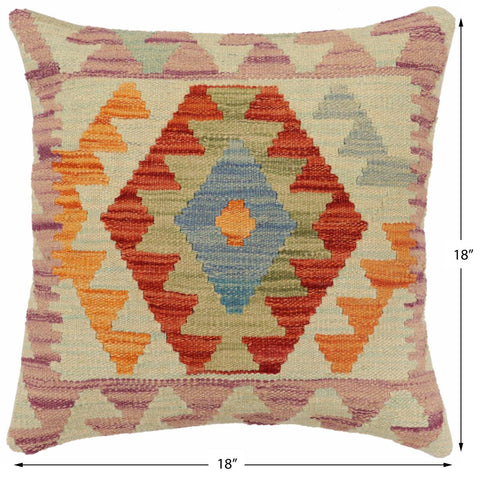 handmade Traditional Pillow Rust Blue Hand-Woven SQUARE 100% WOOL Hand woven turkish pillow2 x 2