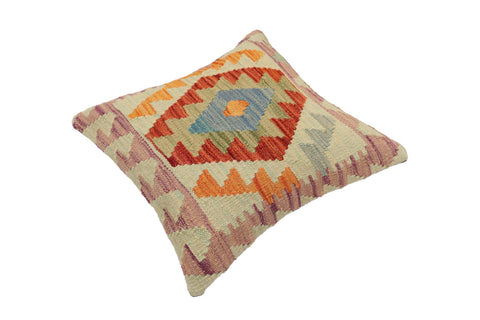 handmade Traditional Pillow Rust Blue Hand-Woven SQUARE 100% WOOL Hand woven turkish pillow2 x 2