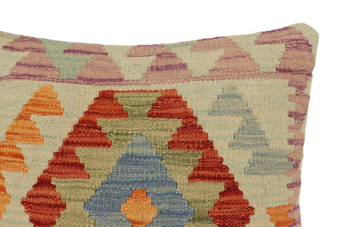 handmade Traditional Pillow Rust Blue Hand-Woven SQUARE 100% WOOL Hand woven turkish pillow2 x 2