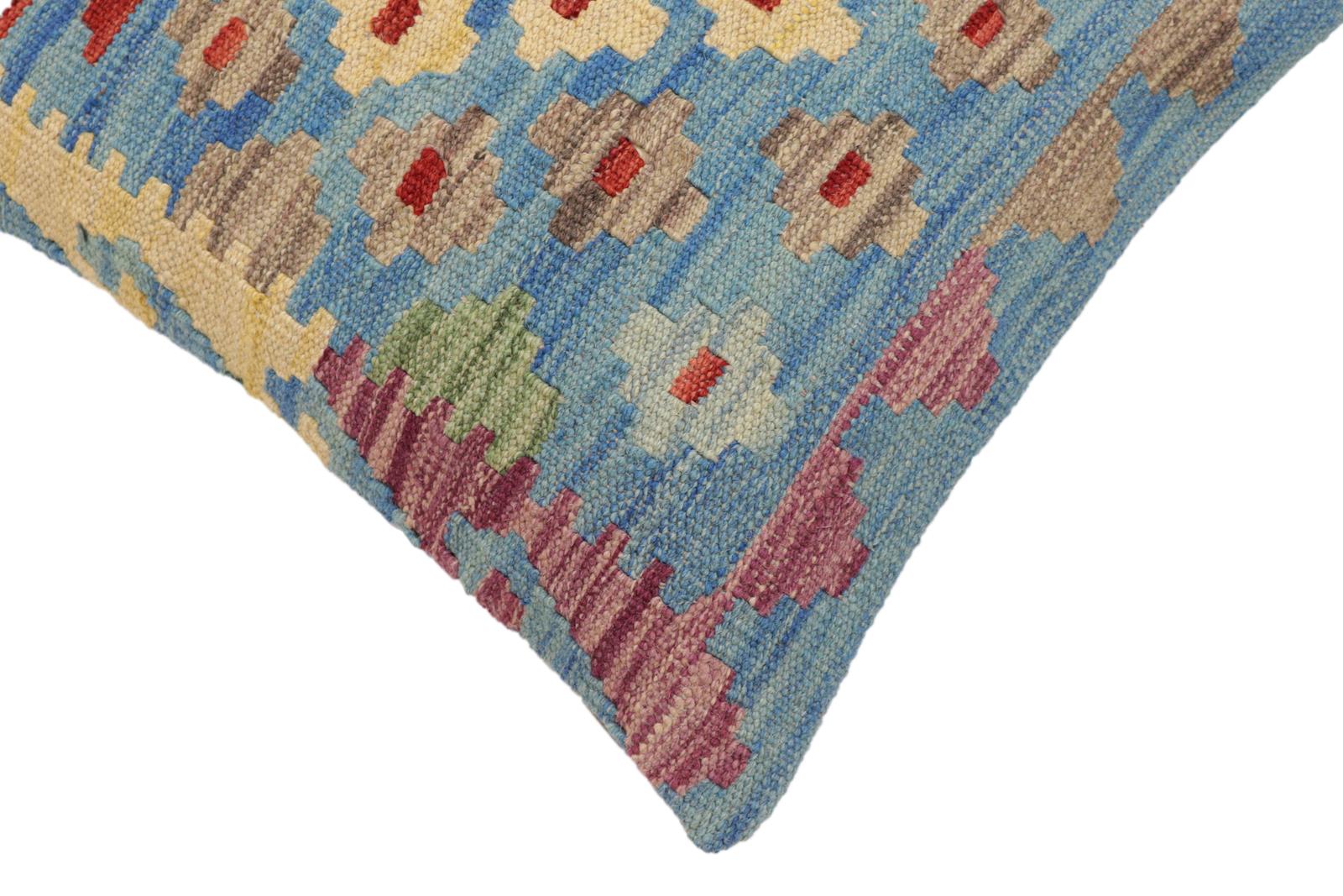 handmade Traditional Pillow Blue Red Hand-Woven SQUARE 100% WOOL Hand woven turkish pillow2 x 2