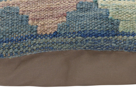 handmade Traditional Pillow Blue Rust Hand-Woven SQUARE 100% WOOL Hand woven turkish pillow2 x 2