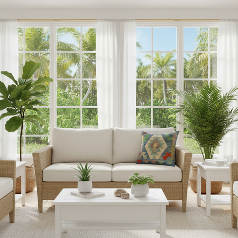 Boho Chic Mercado Turkish Hand-Woven Kilim Pillow