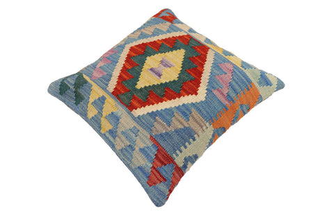 handmade Traditional Pillow Blue Rust Hand-Woven SQUARE 100% WOOL Hand woven turkish pillow2 x 2