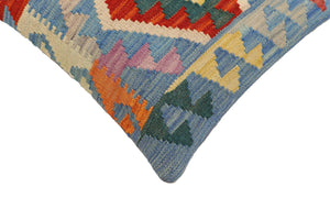 handmade Traditional Pillow Blue Rust Hand-Woven SQUARE 100% WOOL Hand woven turkish pillow2 x 2