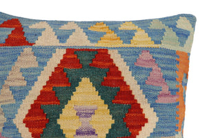 handmade Traditional Pillow Blue Rust Hand-Woven SQUARE 100% WOOL Hand woven turkish pillow2 x 2