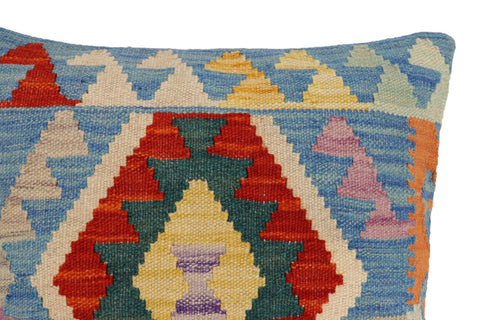 handmade Traditional Pillow Blue Rust Hand-Woven SQUARE 100% WOOL Hand woven turkish pillow2 x 2