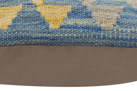 handmade Traditional Pillow Blue Rust Hand-Woven SQUARE 100% WOOL Hand woven turkish pillow2 x 2