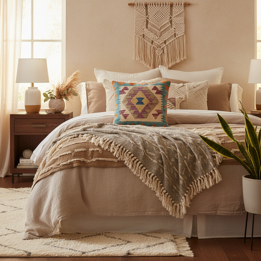 Bohemian Li Turkish Hand-Woven Kilim Pillow