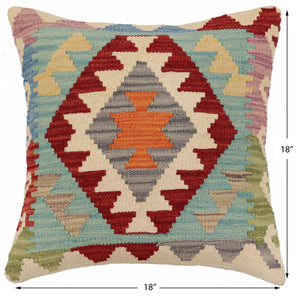 handmade Traditional Pillow Red Blue Hand-Woven SQUARE 100% WOOL Hand woven turkish pillow2 x 2