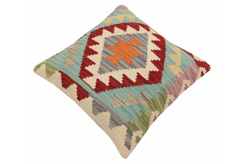 handmade Traditional Pillow Red Blue Hand-Woven SQUARE 100% WOOL Hand woven turkish pillow2 x 2