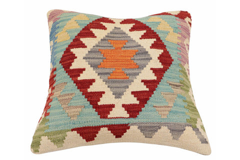 handmade Traditional Pillow Red Blue Hand-Woven SQUARE 100% WOOL Hand woven turkish pillow2 x 2