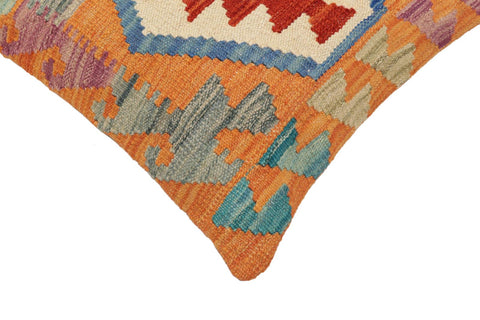 handmade Traditional Pillow Rust Blue Hand-Woven SQUARE 100% WOOL Hand woven turkish pillow2 x 2