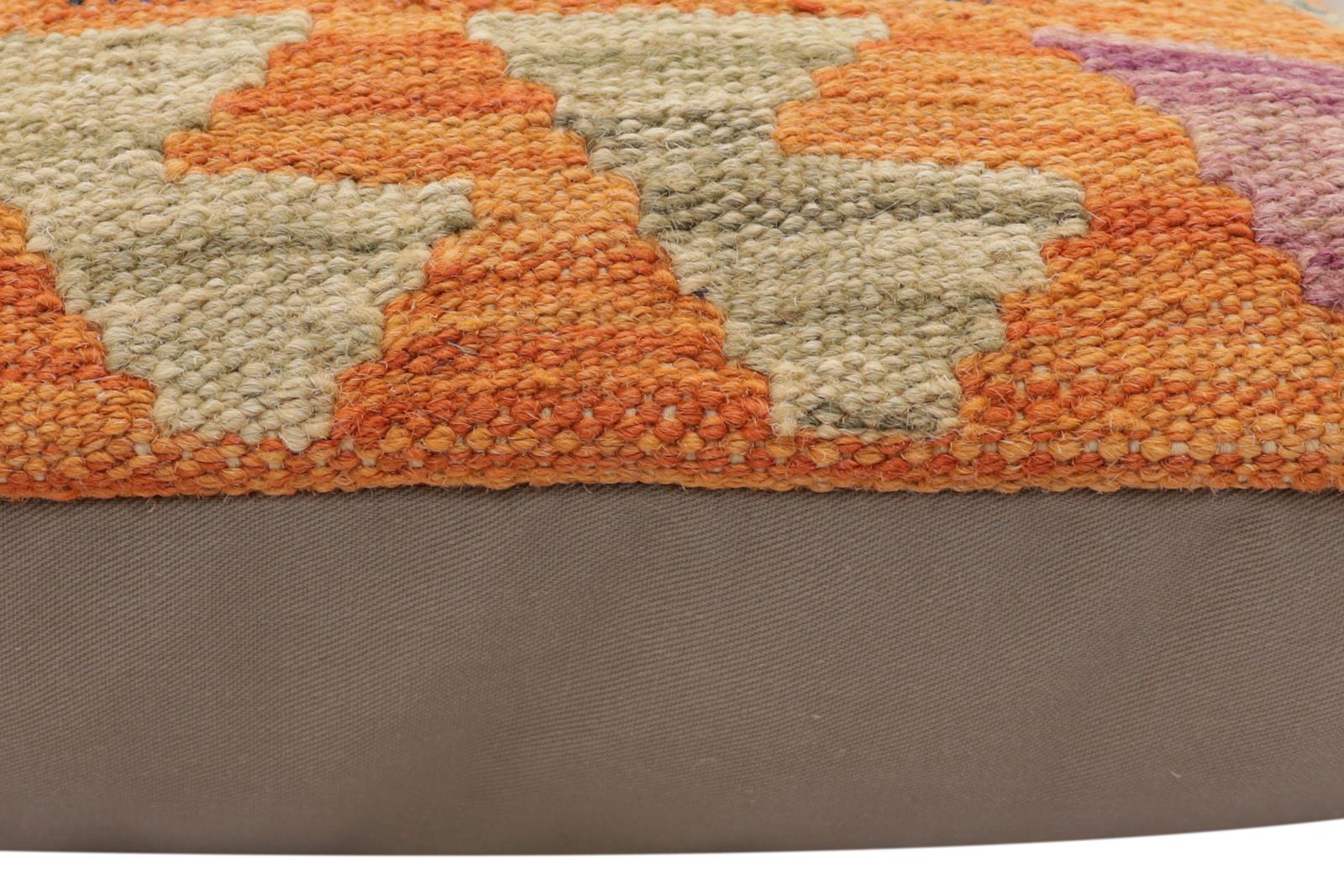 handmade Traditional Pillow Rust Blue Hand-Woven SQUARE 100% WOOL Hand woven turkish pillow2 x 2