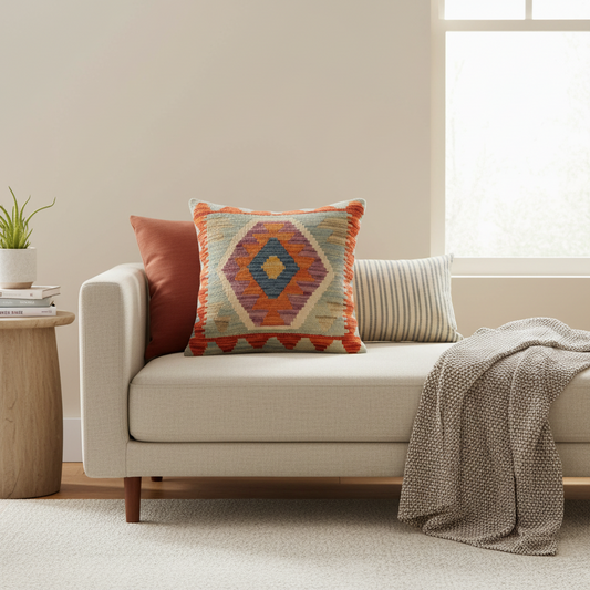 Rustic Haynes Turkish Hand-Woven Kilim Pillow